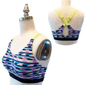 😍 VICTORIA'S SECRET VSX KNOCK OUT MESH PRINT SPORT BRA CRISS CROSS BACK 36B 😘